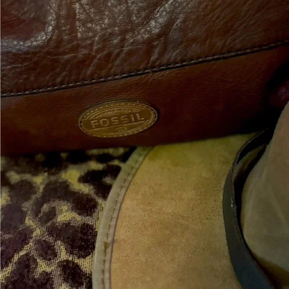 Fossil vintage brown leather tote style bag. EUC - Picture 5 of 7